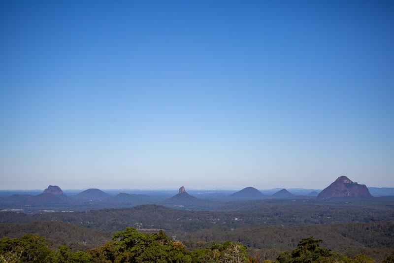 The Glass House Mountains, standing over the country the band came out of.