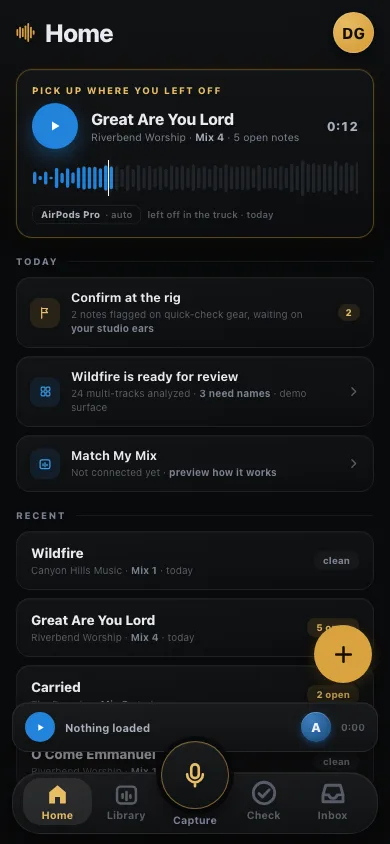 The MIXNotes phone companion, still in development